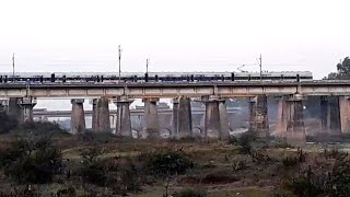 Trains over kharun river bridge