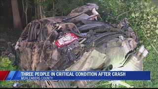 Three people in critical condition after crash in Muhlenberg County