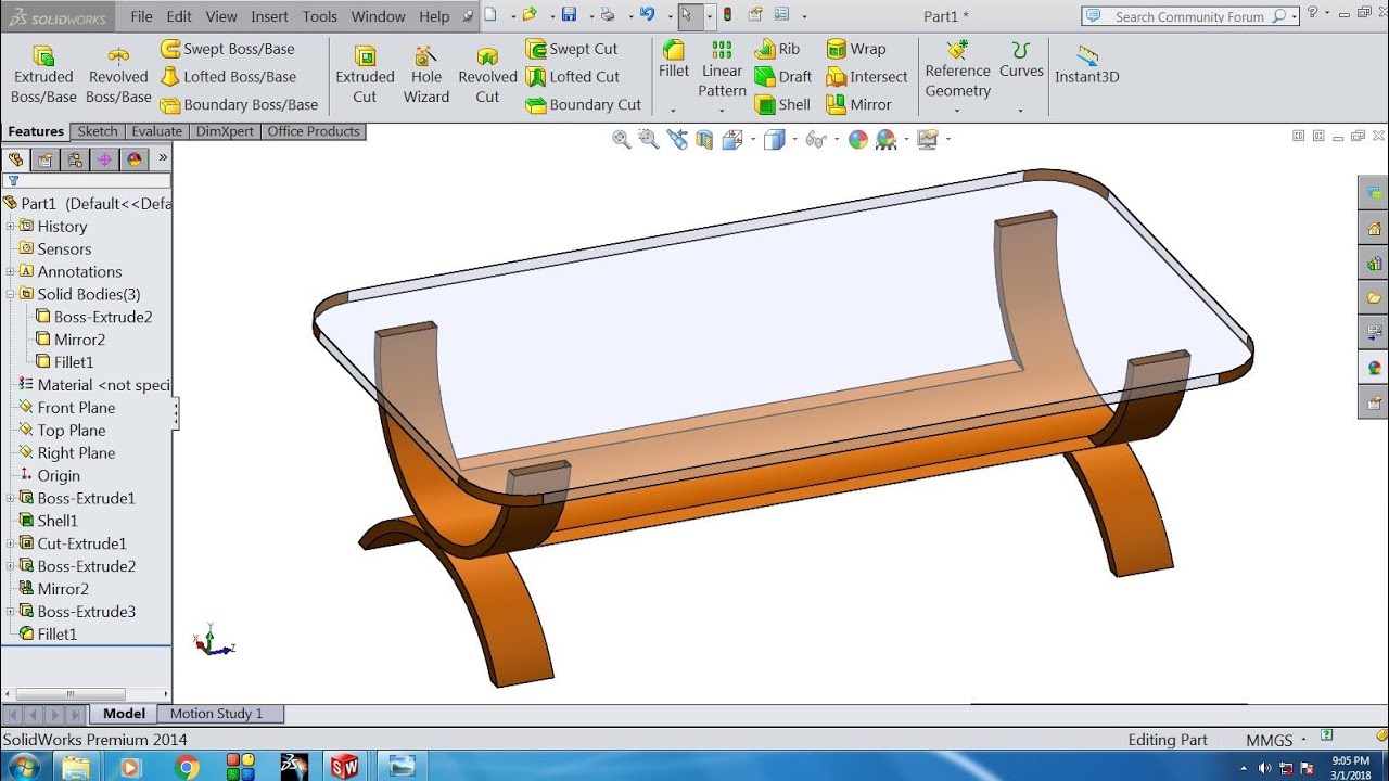 Solidworks Furniture Design Table - YouTube