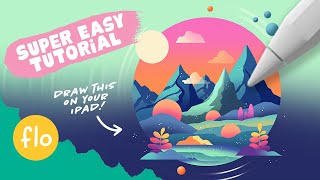 Easy Procreate Drawing Tutorial - Step by Step Stylized Landscape Illustration Tutorial