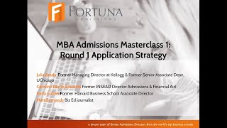 MBA Admissions Masterclasses: Round 1 Application Strategy