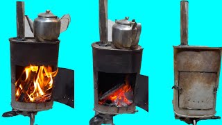 How to turn a car exhaust into a small wood heater?