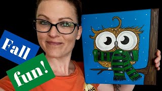 EASY Acrylic Owl Painting on Canvas!! [Full Length Tutorial]