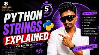🔥 Python Strings Explained in 5 Minutes | Beginner Friendly Kannada Tutorial