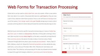 Web Forms for Transaction Processing
