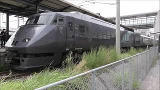 JR九州　 817系V529+V515　国分駅～鹿児島中央駅（6935M） すれ違い787系特急きりしま6号 鹿児島中央駅～宮崎駅6006M 　鹿児島駅の栄町　撮影日2023 10 13