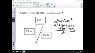 Pythagorean Theorem Test Review