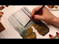 🍂 step by step misty fall forest gouache painting tutorial