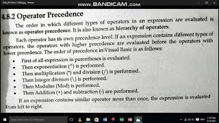 visual basic operators precedence