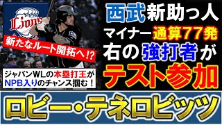 【新たなルート開拓に！？】西武新助っ人として『ロビー・テネロビッツ』を春季キャンプにテスト生参加を発表！マイナー通算７７ＨＲの右の強打者はジャパンＷＬで本塁打王に輝きＮＰＢへのチャンスを掴む！