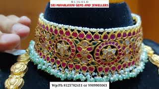 Some exclusive designs shown here, light range kundan choker combined with vaddanams and earrings