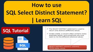 How to use SQL Select Distinct Statement? | SQL Tutorial For Beginners | Learn SQL
