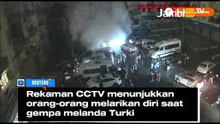 MENCEKAM! Rekaman CCTV Orang-orang Berlarian saat Gempa Melanda Turki