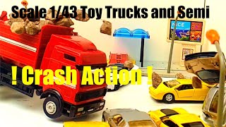 Scale 1/43 Die Cast Trucks and Semi Trucks Crash Compilation - Super Slow Motion 1000fps