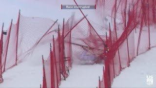 Lindsey Vonn Crashes Hard - Lake Louise Downhill - 2017