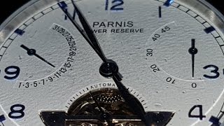 Parnis Power Reserve watch closeup