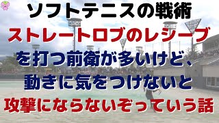 【ソフトテニスの戦略】前衛がストレートロブのレシーブを打った後の前衛の動き（ネットへの詰め方）【2019年全日本社会人】