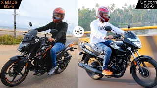 Honda X Blade BS-6 v/s Honda Unicorn BS-6 detailed comparison.