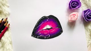 How to Draw & Color Realistic Lips with Colored Pencils - Step by Step  Try This Trick