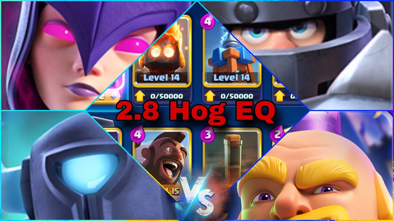 Clash Royale 2 8 Hog Eq Vs Lvl 15 Evo Royal Giant Mega Knight Mini