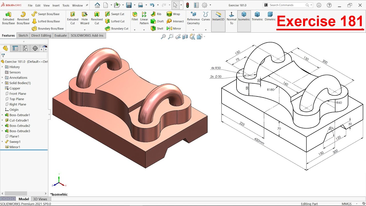 Solidworks Tutorial Exercise 181 Youtube Solidworks Tutorial Exercise 181 Youtube
