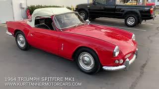 1965 TRIUMPH SPITFIRE CONVERTIBLE MK1. SIGNAL RED WITH BLACK TRIM, CREAM TOP. 4-SPEED, DISC WHEELS