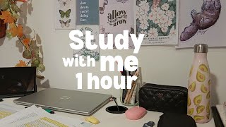 Study with me 🍂 (1 hour) | crackling fire, no music🔥 | Day 33 #studywithme