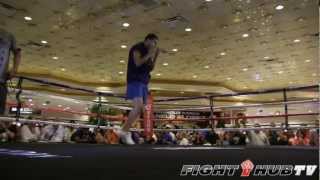 Saul "Canelo" Alvarez vs. Josesito Lopez: Lopez shadow boxing at MGM Grand