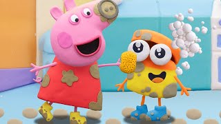 Peppa Pig Official Channel | Muddy Puddle Jump with Peppa | Play-Doh Show Stop Motion @PlayDohOfficial