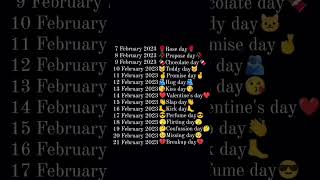 Valentine Day Week 2023 😍 Happy Valentine Day 2023💌| valentine week status #shorts #valentinesday