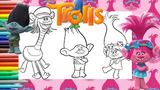 Coloring Trolls Characters: Queen Poppy, Branch, and Cooper - A Vibrant Adventure!