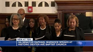 Georgia Senator Raphael Warnock speaks at historic Alabama church