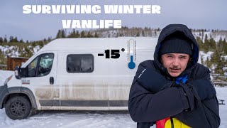 WINTER VANLIFE IN THE MOUNTAINS | Snowboarding \u0026 Surviving the Cold!