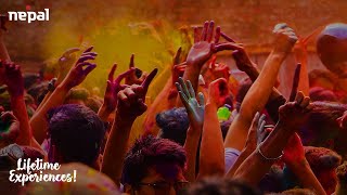 Celebration of the Holi festival in Nepal