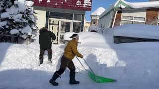 玄関前🚪雪かき途中からタイムラプス