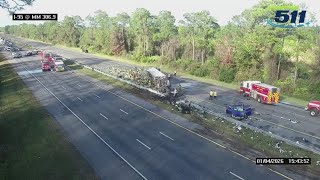 I-95 crash involving cabbage-hauling semi-truck causes severe traffic backups