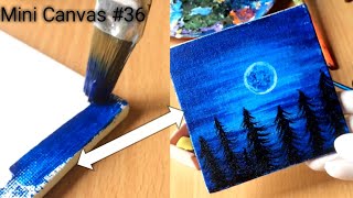 Lovely Blue Moon 🌕 /1minute painting Day #36/Easy acrylic painting tutorial #shorts #painting #easy