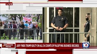 Crowd reacts to Trump's guilty verdict outside courthouse