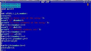C program to remove duplicate element in a single dimensional array | C programming | 1d array