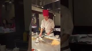 Hibachi chef trying to fork the eggs! 🤩 🥚