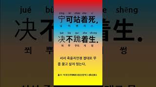 중국 명언 속어 속담132-녕가참착사, 결부궤착생-宁可站着死, 决不跪着生-서서 죽을지언정 절대로 무릎 꿇고 살지 않는다-현선생중국어교실