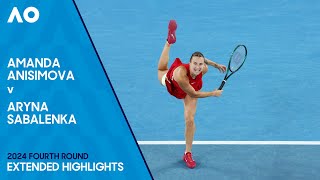 Amanda Anisimova v Aryna Sabalenka Extended Highlights | Australian Open 2024 Fourth Round