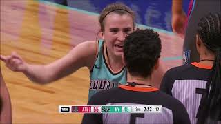 Sabrina Ionescu SLAPS Kristy Wallace's Hand After Getting Fouled, Double Technicals Called. #WNBA