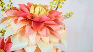 Autumn Sunburst Dahlia Paper Flower Tutorial by Abbi Kirsten