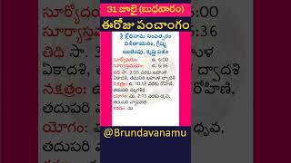 ఈరోజు పంచాంగం ఈరోజు పంచాంగం తెలుగు క్యాలెండర్‌లో ఈరోజు, ఈరోజు తిథి నక్షత్రం, 31/07/2024