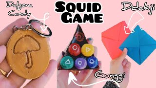 DIY DALGONA CANDY KEYCHAIN | HOW TO MAKE GONGGI | HOW TO MAKE PAPER DDAKJI | ALL GAMES OF SQUID GAME