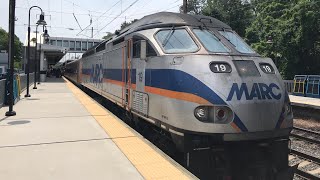 Amtrak and MARC trains at BWI Marshall Thurgood Airport train station.