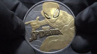 Moeda de 1 Oz de Prata 2017 Ruthenium Gilded Spiderman™ - World Silver Brasil