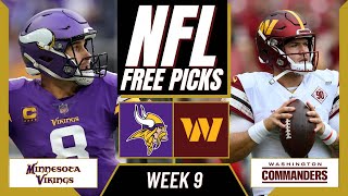 VIKINGS vs COMMANDERS NFL Picks and Predictions (Week 9) | NFL Free Picks Today