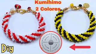 PULSERA KUMIHIMO con Cristales en DOS COLORES ✨Pulsera Espiral